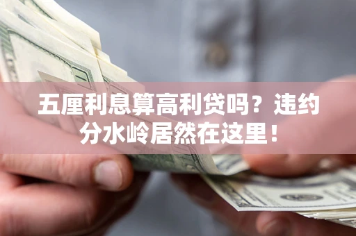 武汉五厘利息算高利贷吗？违约分水岭居然在这里！